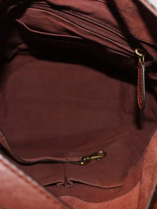 $348 Frye Cognac Whiskey Leather Side Pockets Hobo Tote Shoulder Bag - Picture 7 of 8